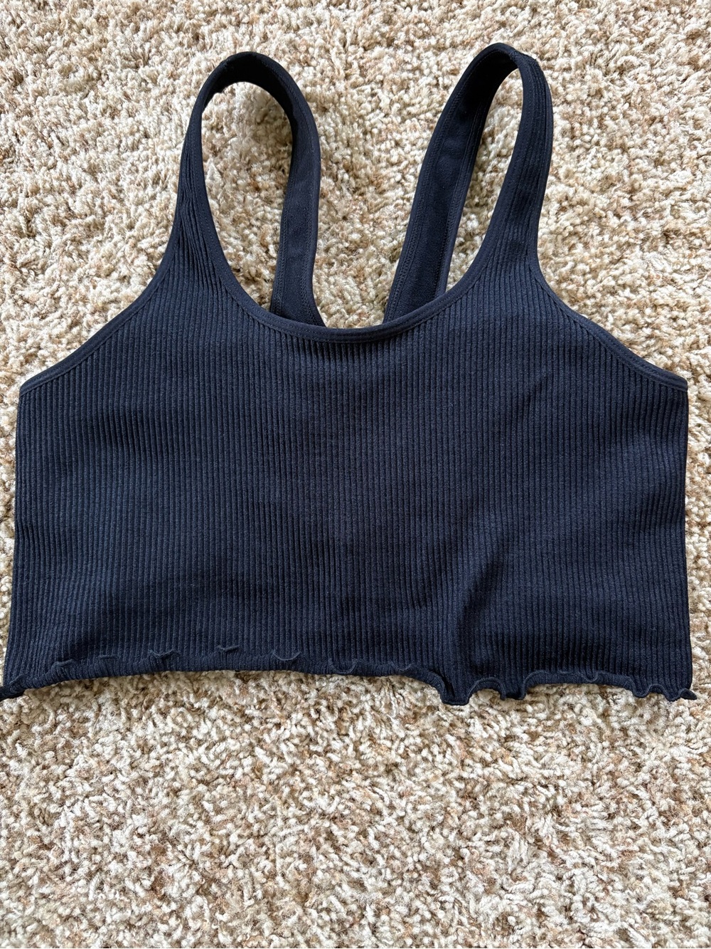 Spiritual Gangster M/L ribbed lettuce hem sports bra/crop top